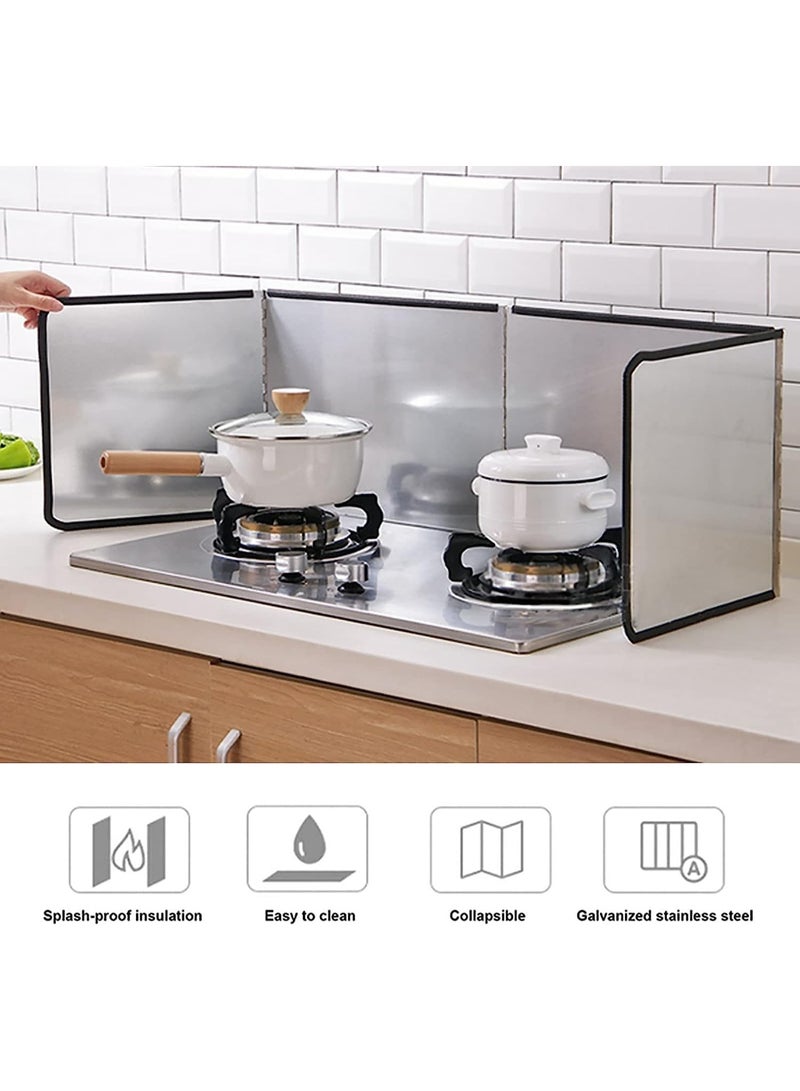 Relex Grease Splatter Guard, Foldable Stainless Steel Oil Splatter Screens for Frying Pan, Nonstick Oil Splash Insulation Board Oil Splatter Guard Stove Heat Insulation Board for Cooking (4 Sided) - Image 5