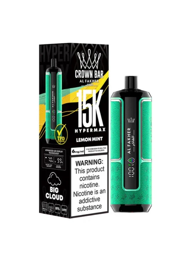 AL FAKHER Crown Bar 15k Disposable Vape Lemon Mint 6mg - Image 4