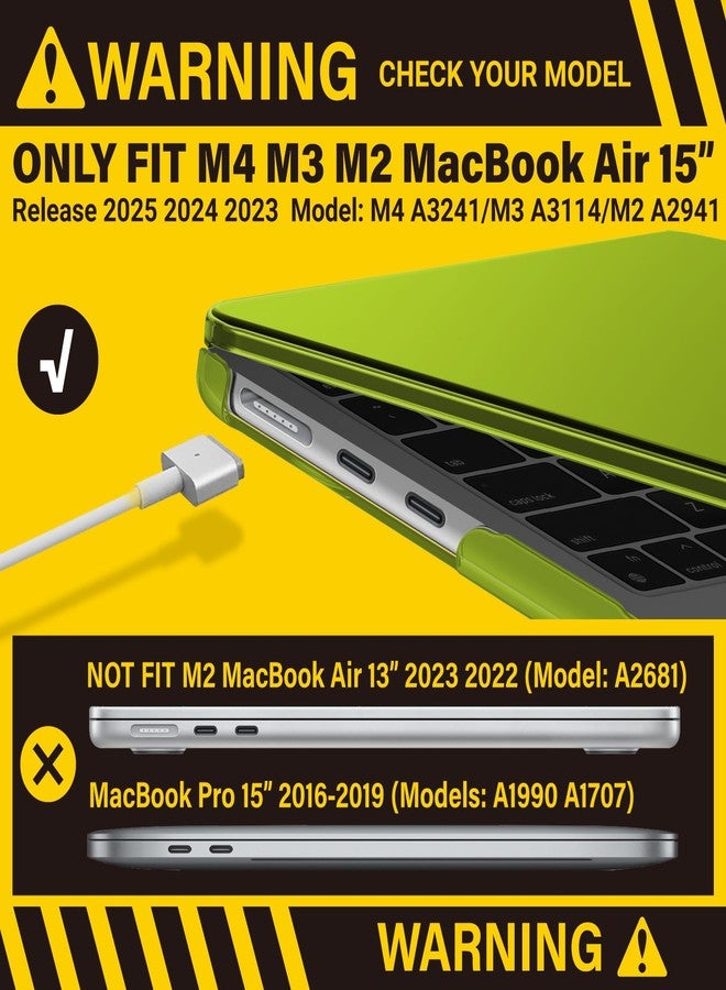 IBENZER Compatible with 2025 2024 2023 MacBook Air 15 Inch Case M4 A3241 M3 A3114 M2 A2941, Hardshell Case& KeyboardCover&Type-C for Mac Air 15.3" Liquid Retina Display, Avocado Green,AT15-AVGN+1TC - Image 3