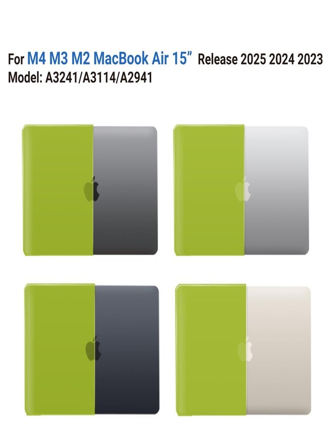 IBENZER Compatible with 2025 2024 2023 MacBook Air 15 Inch Case M4 A3241 M3 A3114 M2 A2941, Hardshell Case& KeyboardCover&Type-C for Mac Air 15.3" Liquid Retina Display, Avocado Green,AT15-AVGN+1TC - Image 4