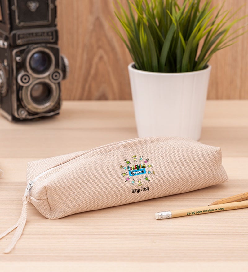 Hediye Dükkanı Gift Shop Personalized Special Education Teacher Linen Cloth Pencil Holder