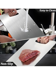 Golden Apple Market Heavy Duty 304 Stainless Steel Cutting Board for Kitchen Double-Sided Non-Slip Chopping Board for Meat Vegetables Fruit and Cheese Easy to Clean Scratch Resistant Mold-Proof Perfect for Home Cooking(40*30*0.2)  - Image 2
