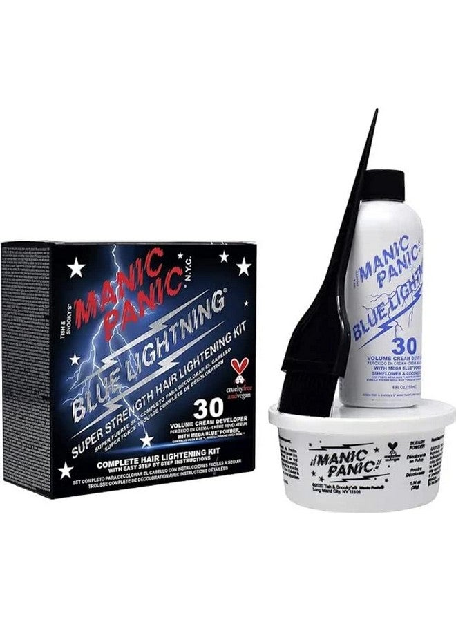 MANIC PANIC Blue Lightning Hair Bleach Kit - 30 Volume Developer + Bleach Powder Hair Lightener Lifts up to Five Levels And Eliminates Orange Tones - Vegan And Cruelty Free - Image 1