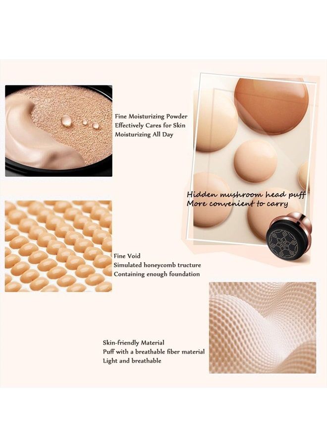 GL-Turelifes Mushroom Head Air Cushion Foundation CC Cream Water Feeling Flawless BB Cream Moisturizing Oil Control, Lightweight & Smoothing Natural Concealer (BlanchedAlmond)  - Image 5