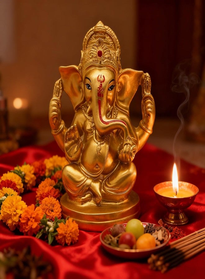 BangBangDa Hindu God Lord Ganesha Idol - Indian Ganesh Statue Sculpture India Murti Pooja Item Home Office Mandir Temple Puja Decor Yoga Zen Meditation Altar Shrine Kit Religious Gifts - Image 2
