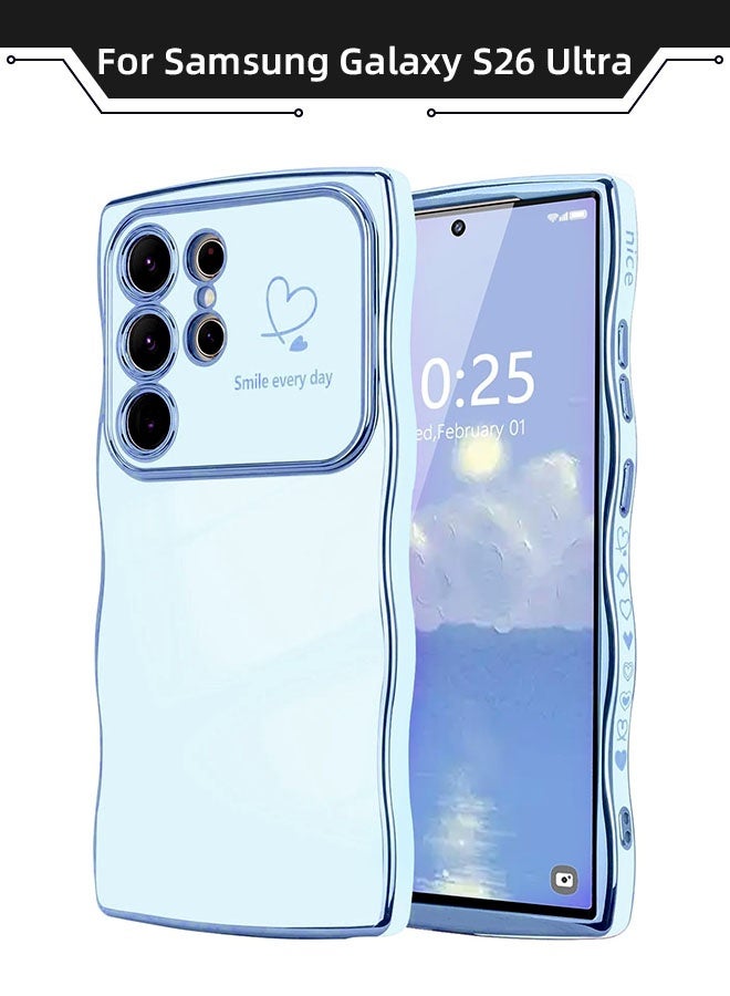 Samsung Galaxy S26 Ultra Case, Soft TPU Material, [Wireless Charging Compatible][Screen and Camera Protection][Luxury Electroplated Edge] Stylish Heart Design Drop Protection Cover for Samsung Galaxy S26 Ultra 6.9 inch, Blue - Image 1