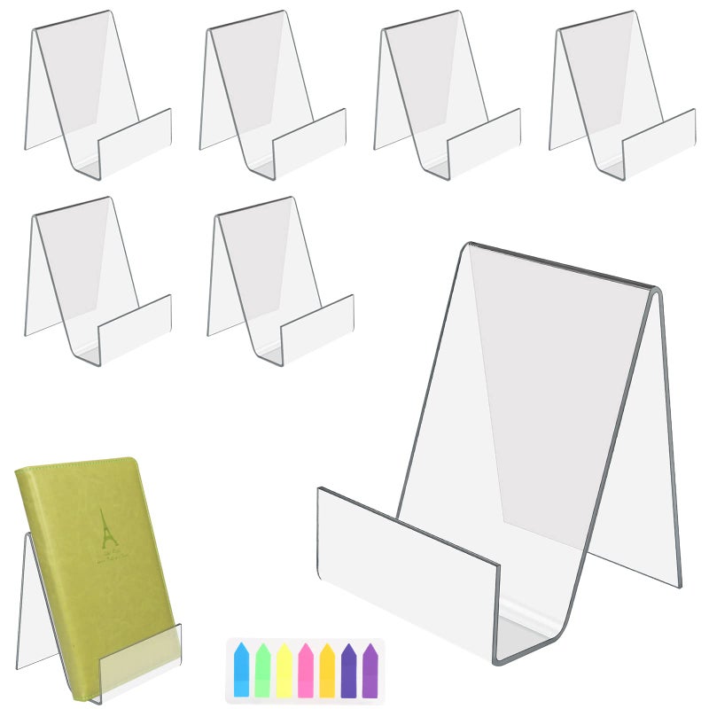 Katkuca 6 Pcs Clear Acrylic Book Stands, Acrylic Clear Storage Rack, Tablet Holder, Transparent Acrylic Bookshelf for Displaying Books, Notebooks, Picture Albums, Picture Books, Menu, Magazine - Image 1