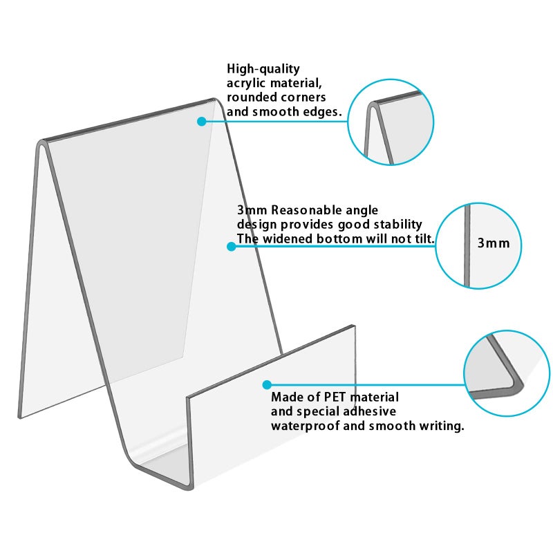 Katkuca 6 Pcs Clear Acrylic Book Stands, Acrylic Clear Storage Rack, Tablet Holder, Transparent Acrylic Bookshelf for Displaying Books, Notebooks, Picture Albums, Picture Books, Menu, Magazine - Image 3