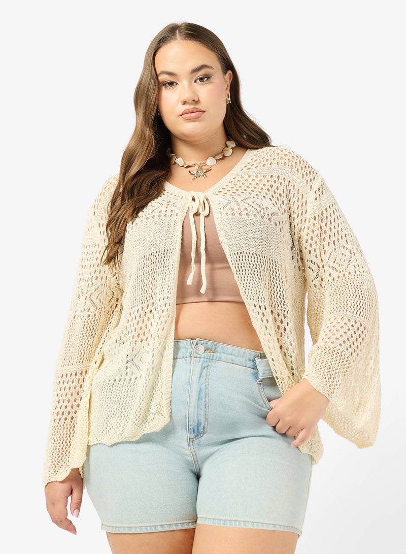 جينجر بلس كارديجان كروشيه مفتوح برباط - Image 1