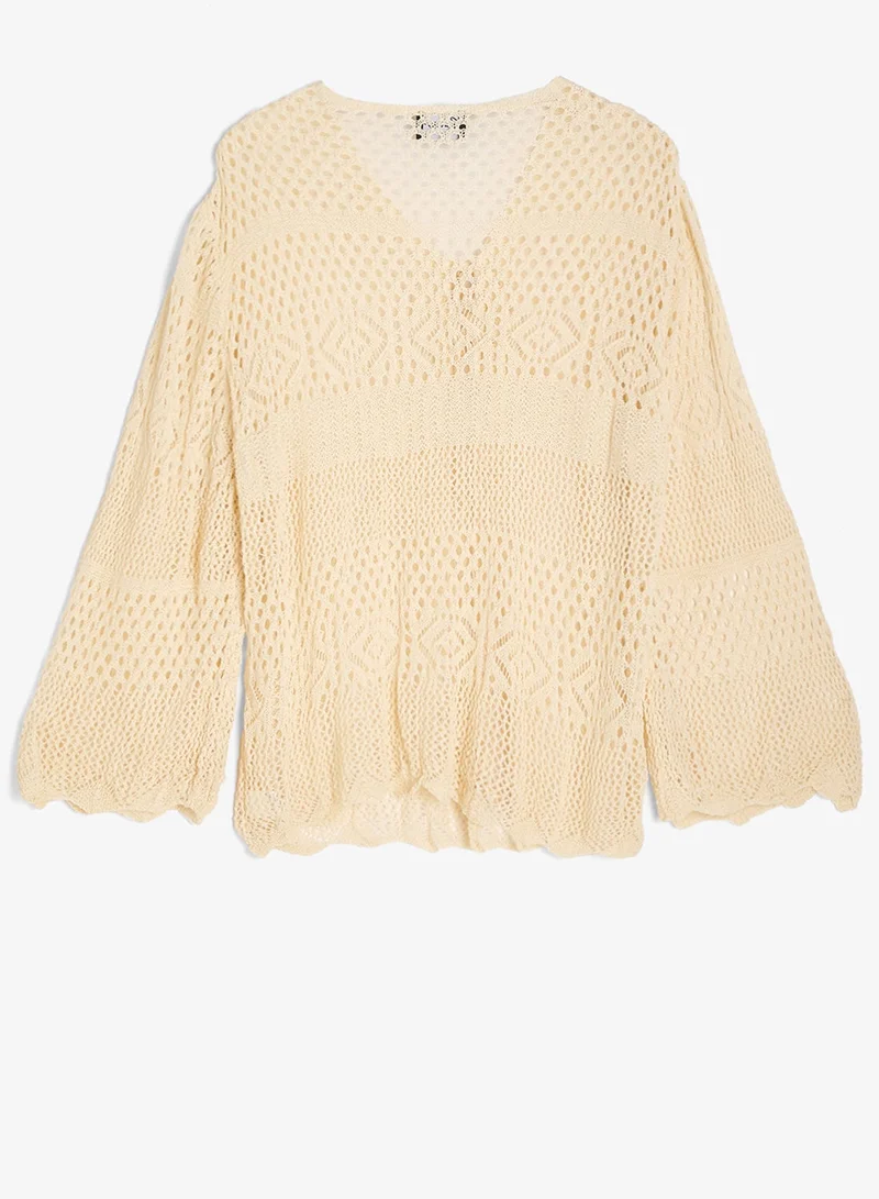 جينجر بلس كارديجان كروشيه مفتوح برباط