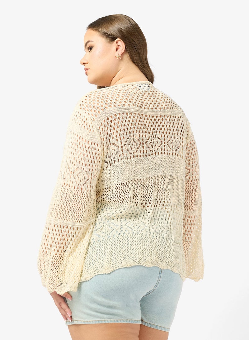 جينجر بلس كارديجان كروشيه مفتوح برباط - Image 5