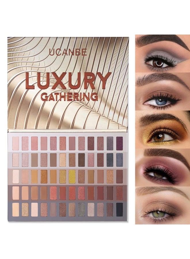 Ucanbe 60 Colors Naked Eyeshadow Palette, Warm Neutral Nudes Makeup Pallet, Natural Matte Glitter Shimmer Smokey Eye Shadows Halloween Cosmetic Gift Kit - Image 1