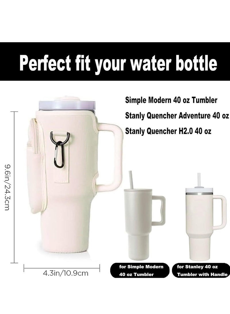Stanley Water Bottle Carrier Bag for Stanley 40oz Tumbler, Water Bottle Holder with Pouch and Adjustable Strap, Sleeve Accessories with Pocket for 40oz Cup (Grey) ﻿ - Image 3