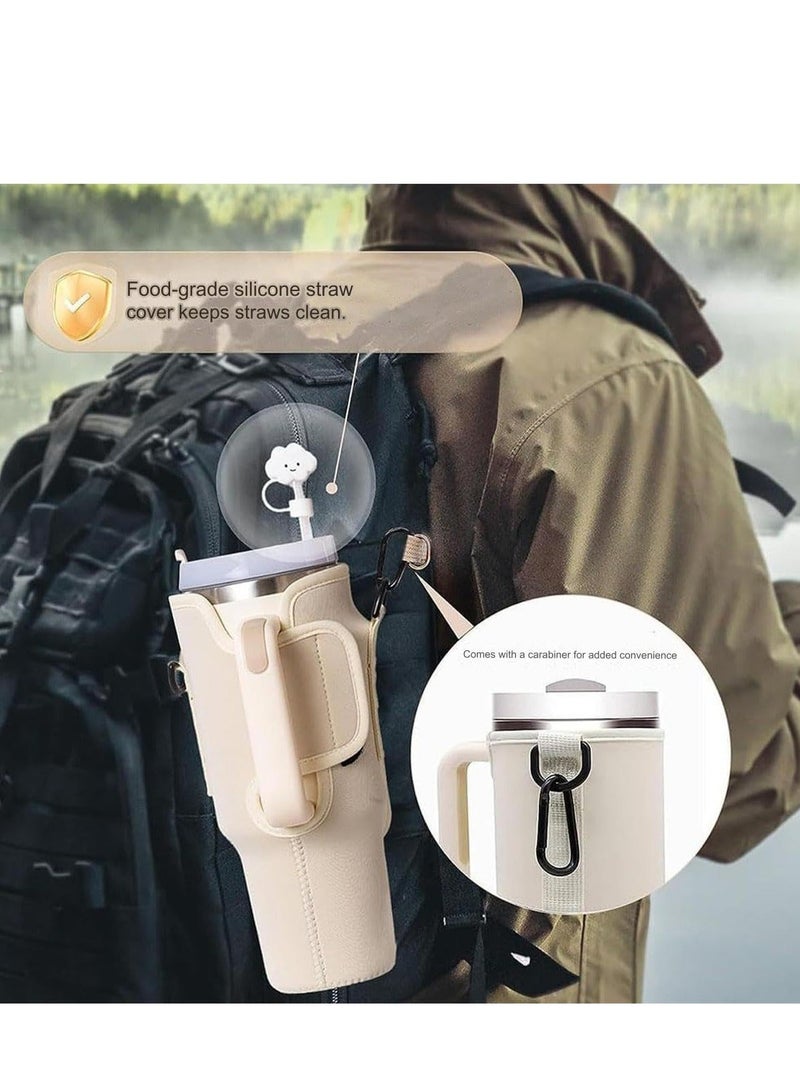 Stanley Water Bottle Carrier Bag for Stanley 40oz Tumbler, Water Bottle Holder with Pouch and Adjustable Strap, Sleeve Accessories with Pocket for 40oz Cup (Grey) ﻿ - Image 4