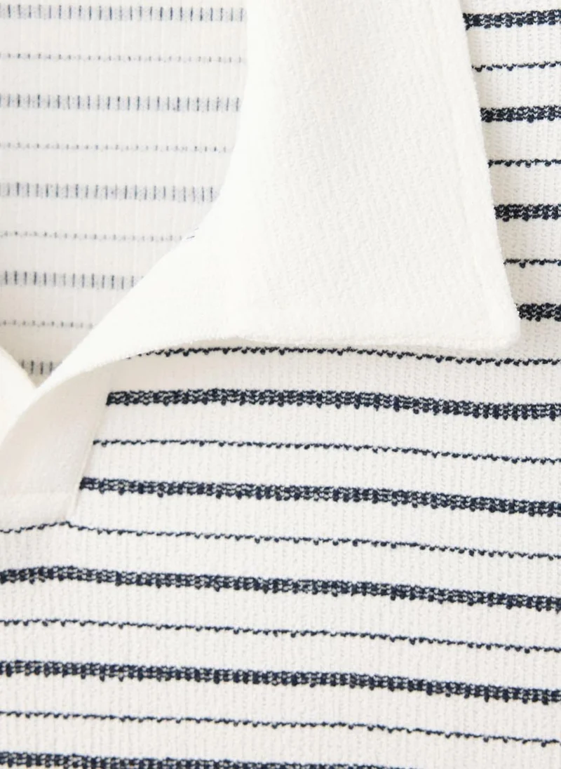 Mango Man 02-OFFWHITE Regular-Fit Striped Cotton Polo for Men | Best Price UAE