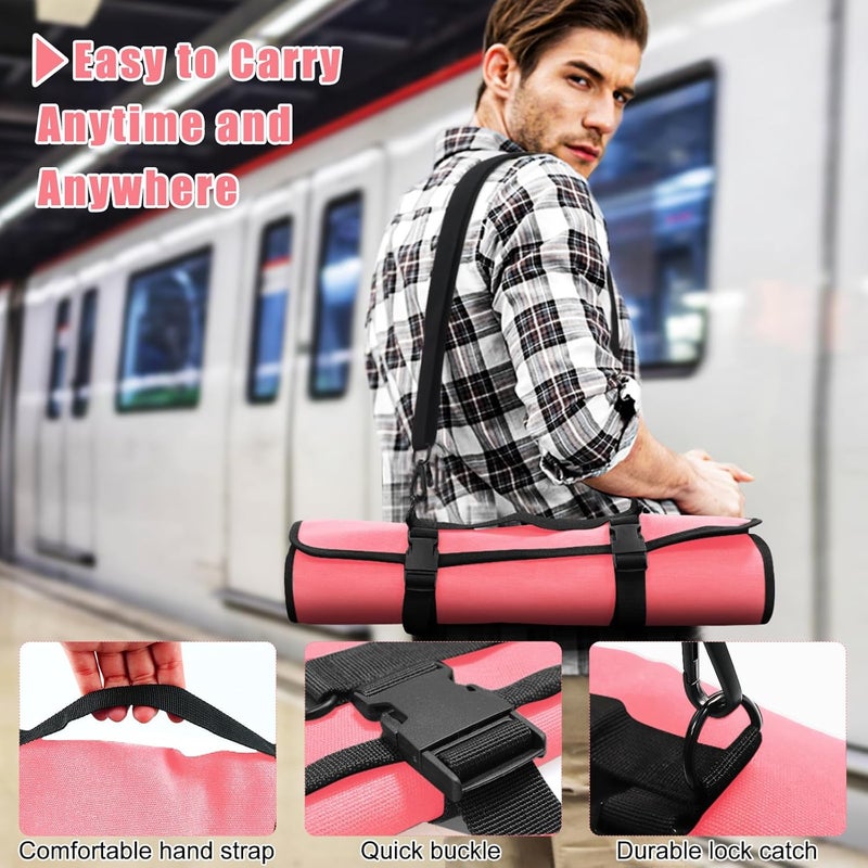 QIQU Pink Chef Knife Bag With 10 Slots Cutlery Knives Holders Protectors, Home Kitchen Travel Cooking Tools, Portable Canvas Knife Roll Storage Bag Chef Case for Camping or Working - Image 4
