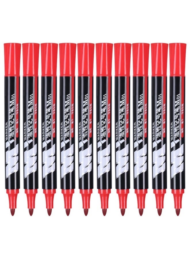 ام اند جي M&g Stationery، علامة حمراء سميكة الرأس، علامة دائمة، قلم مقاوم للماء، قلم كبير الرأس، لوازم مكتبية، 10 قطع/علبة، Apmy2204 - Image 3