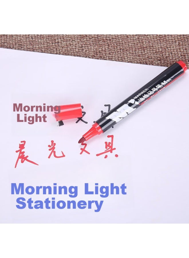 ام اند جي M&g Stationery، علامة حمراء سميكة الرأس، علامة دائمة، قلم مقاوم للماء، قلم كبير الرأس، لوازم مكتبية، 10 قطع/علبة، Apmy2204 - Image 2