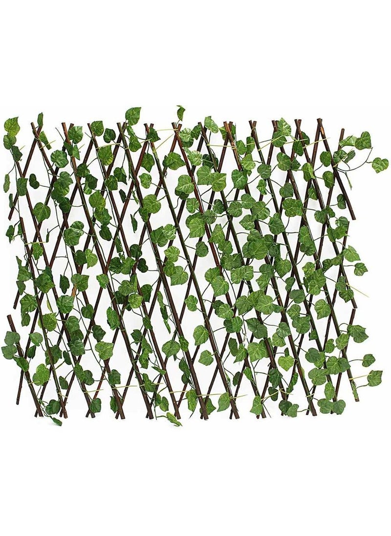 DubaiGallery Retractable Artificial Garden Trellis Fence Expandable Faux Ivy Privacy Fence Wood Vines Climbing Frame Gardening Plant Decor  - Image 1