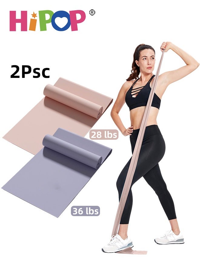 HIPOP 2 PCS Latex Resistance Bands, Exercise Bands for Women and Men, Portable Workout Bands with 2 Different Resistance Levels, Stretch Bands for Booty Legs, Pilates Flexbands, 28LB, 36LB,  - Image 1