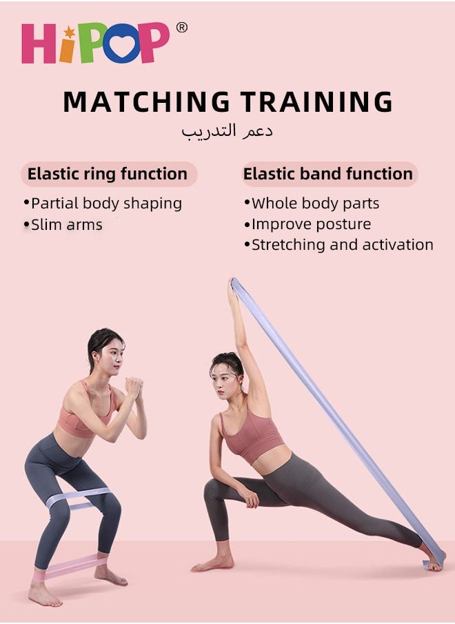 HIPOP 2 PCS Latex Resistance Bands, Exercise Bands for Women and Men, Portable Workout Bands with 2 Different Resistance Levels, Stretch Bands for Booty Legs, Pilates Flexbands, 28LB, 36LB,  - Image 4