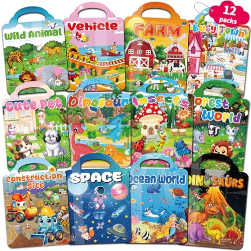 Kalysky 12 Set Reusable Sticker Books for Toddlers 24 13 Kids 3D Puffy Sticker Activity Books Birthday Party Favors Goodie Bags Stuffer - Image 1