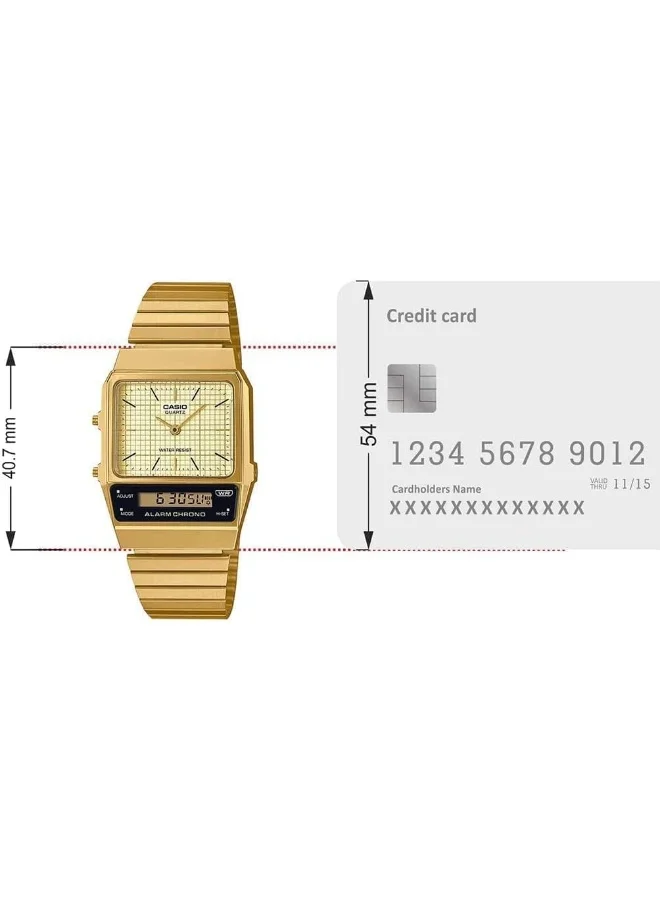 CASIO Men's Analog-Digital Display Watch With Gold Stainless Steel Strap - AQ-800EG-9ADF