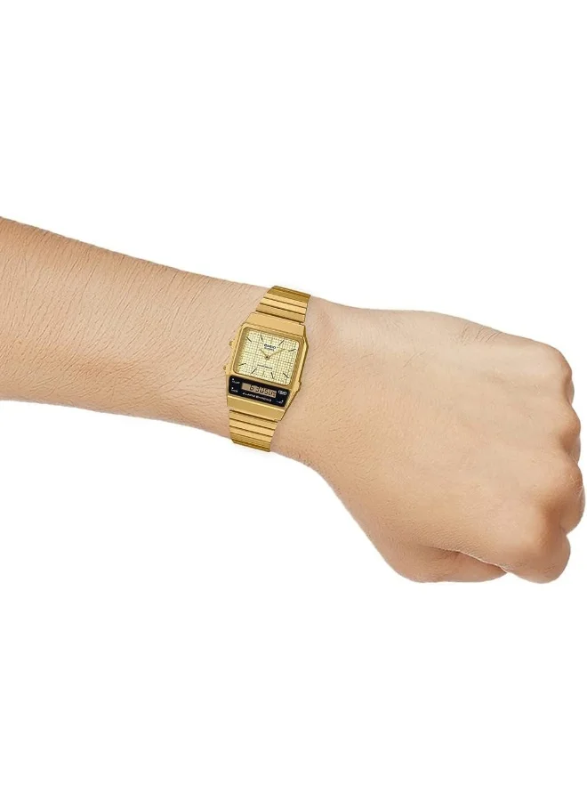 CASIO Men's Analog-Digital Display Watch With Gold Stainless Steel Strap - AQ-800EG-9ADF