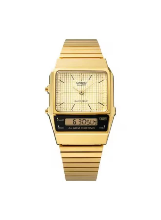 كاسيو ساعة رجالية بعرض تناظري ورقمي وسوار من الستانلس ستيل الذهبي - Image 2