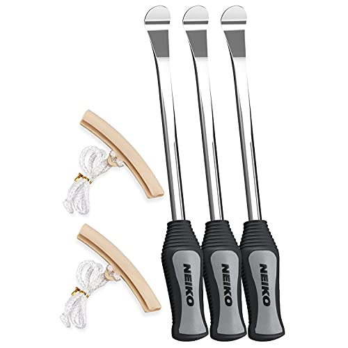 NEIKO 20600A Tire Spoon Levers, Repair Tool Kit, 11 1/2-Inch Hardened Steel Irons, 2 Rim Protectors, 5-Piece Tire Levers Set, Tire Changing Tool, Small Tire Tools - Image 1