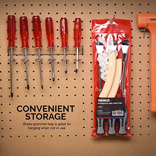 NEIKO 20600A Tire Spoon Levers, Repair Tool Kit, 11 1/2-Inch Hardened Steel Irons, 2 Rim Protectors, 5-Piece Tire Levers Set, Tire Changing Tool, Small Tire Tools - Image 5
