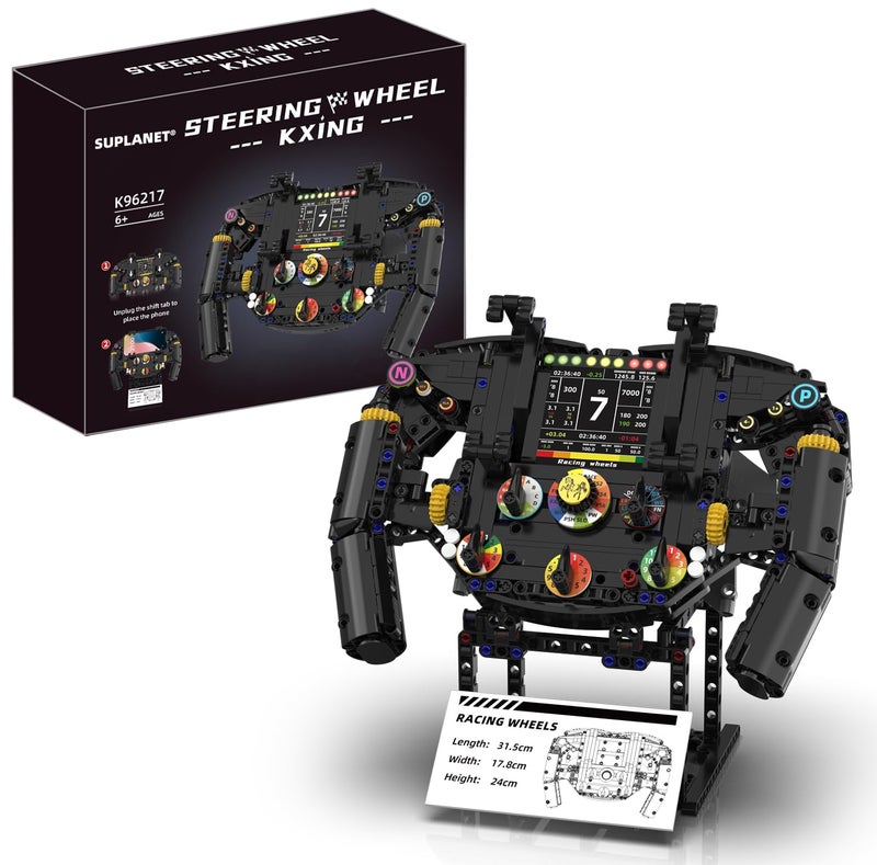 Suplanet Racing Simulator Steering Wheel Building Set for Adults Racing Simulator Enthusiasts with Moving Parts for Racing Fans Home and Office Decoration 833PCS - Image 3