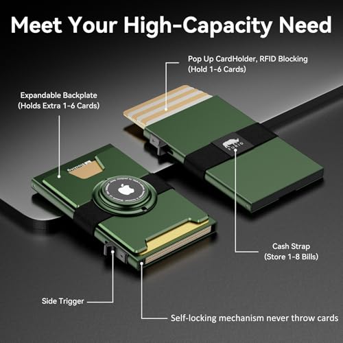 furid Smart Airtag Wallet Men: Metal Wallet with Airtag Holder - Apple Air Tag Wallet for Men Airtag, Slim Minimalist Pop Up Card Wallet - Image 2