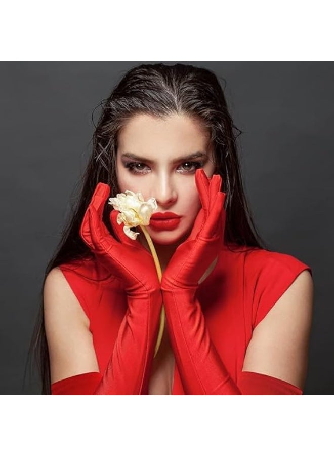 عشرينات القفازات الأوبرا السوداء الطويلة النسائية القفازات المرنة الطويلة الحفلات القفازات الملابس العروس، 20 بوصة - Image 2