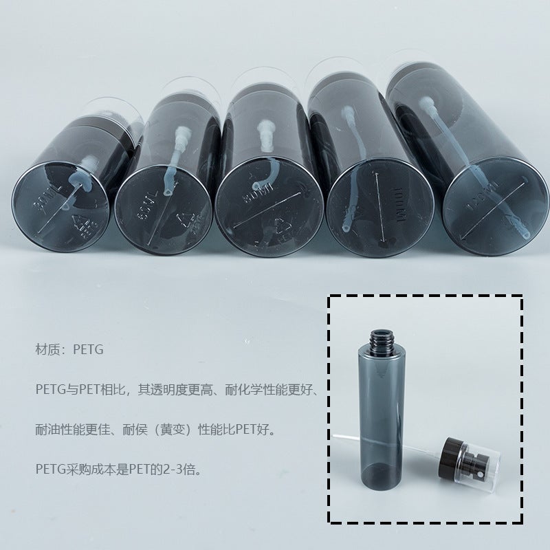 Petg Transparent Black Straight Round Bottle Ultra-Fine Nano Spray Bottle Portable Alcohol Disinfection Water Sub-Bottle Makeup Spray - Image 4