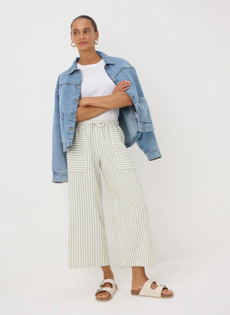 Matalan Sage Stripe Double Cloth Crop Trousers