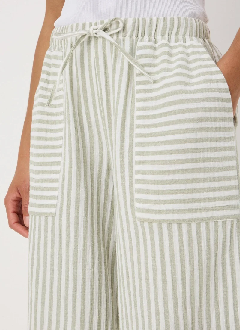 Matalan Sage Stripe Double Cloth Crop Trousers