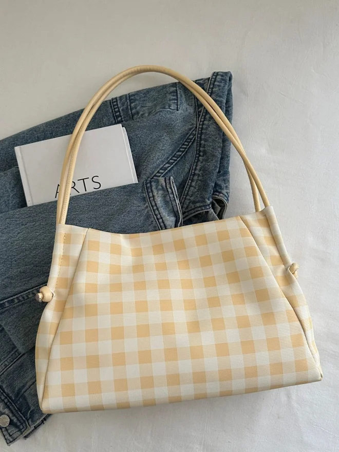 Yellow Gingham Shoulder Bag