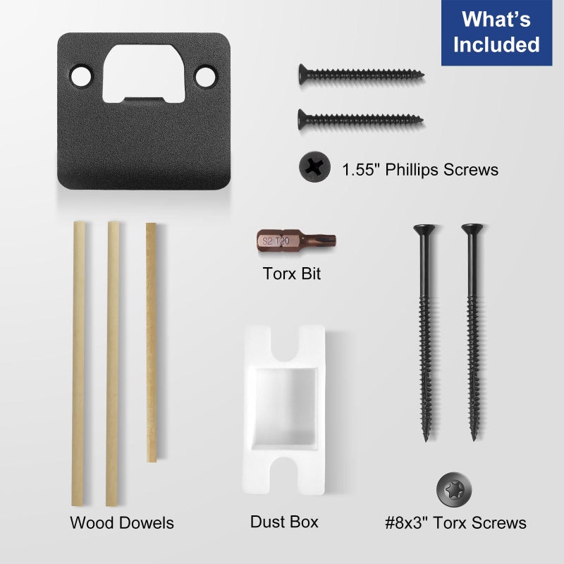 Mosecyou Extended Strike Plate 2"" X 2-1/4""  Heavy Duty Version With Torx/Star Screws & Bit  Extender Lip Door Latch Striker  Exterior/Interior Door Restorer Kit (Matte Black  1 Pack) - Image 4