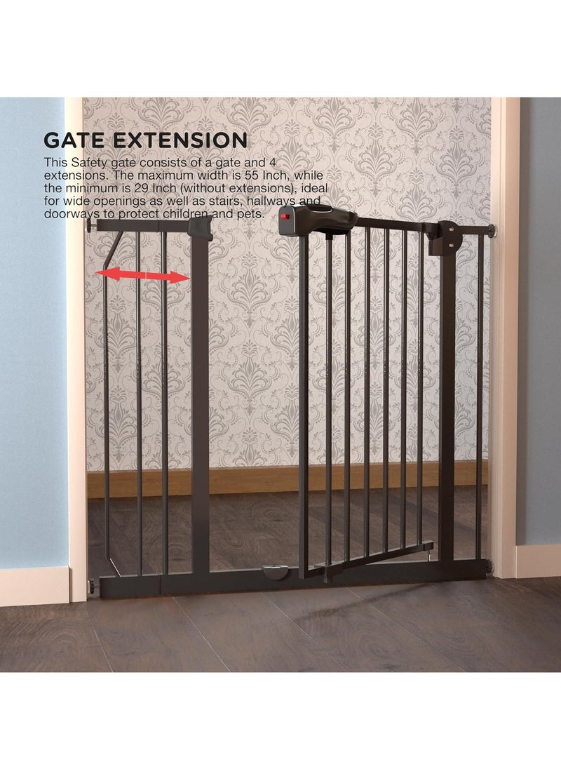 BAYBEE 75 Cm Auto Close Safety Baby Gate for Kids, Extra Tall Wide Child Gate Kids Safety Baby Fence | Easy Walk Thru Durability Dog Gate Baby Safety Gate for Home, Stairs, Doorways & Kitchen Black  - Image 5