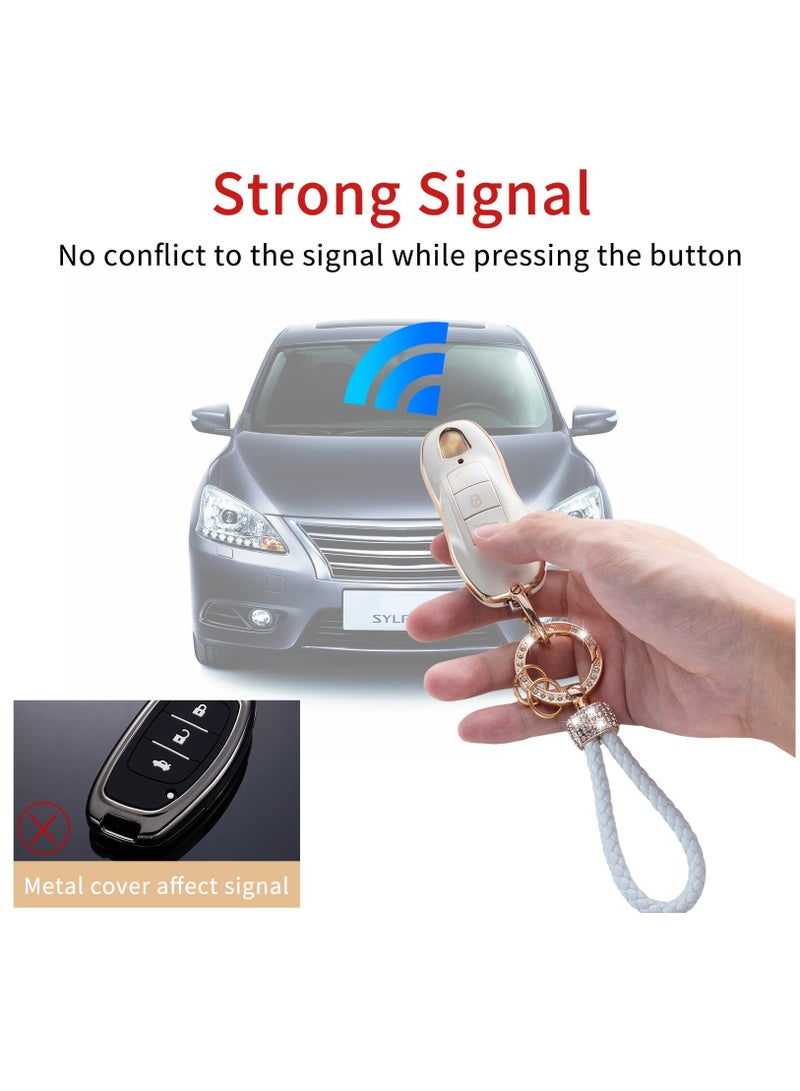 SOLARAE For Porsche Key Fob Cover With Keychain Lanyard, Key Fob Protector Shell Compatible With Porsche Boxster Cayenne Panamera Cayman Macan Carrera 911 991 Keyless Entry Smart Key Case - Image 3