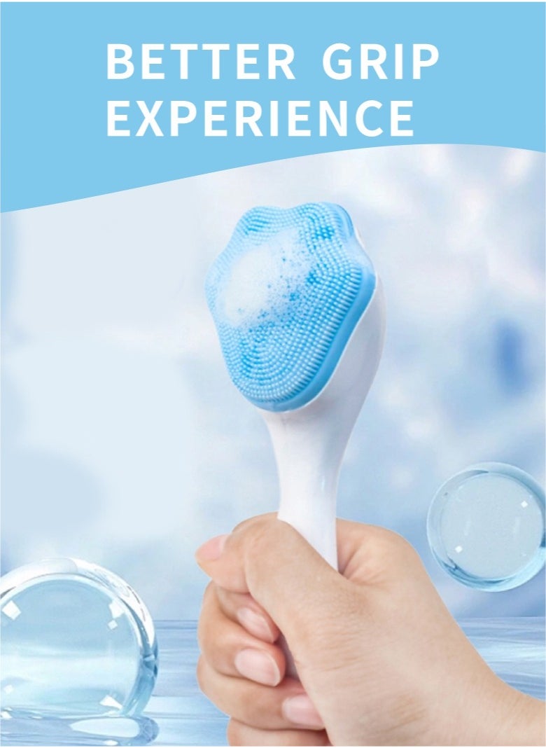 HieerBus - Silicone Facial Cleansing Brush, Cleanser Face Exfoliator Fine Bristles for Sensitive Skin Easy to Clean Lather Well (blue) - Image 1