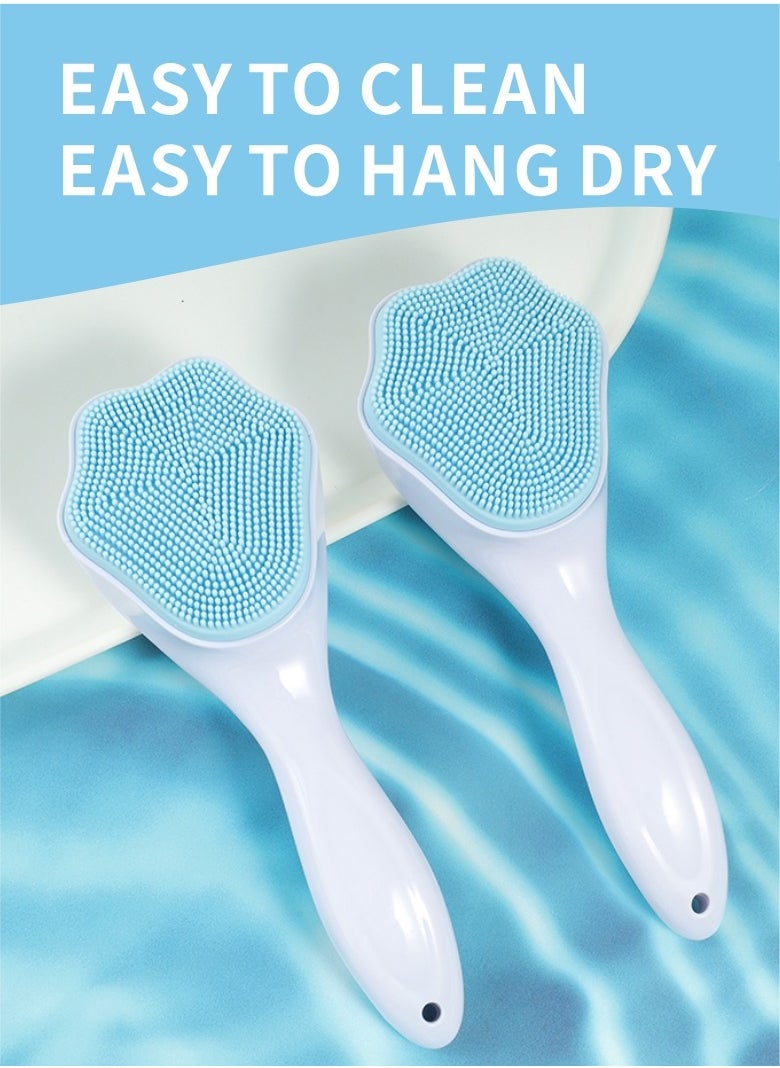 HieerBus - Silicone Facial Cleansing Brush, Cleanser Face Exfoliator Fine Bristles for Sensitive Skin Easy to Clean Lather Well (blue) - Image 1