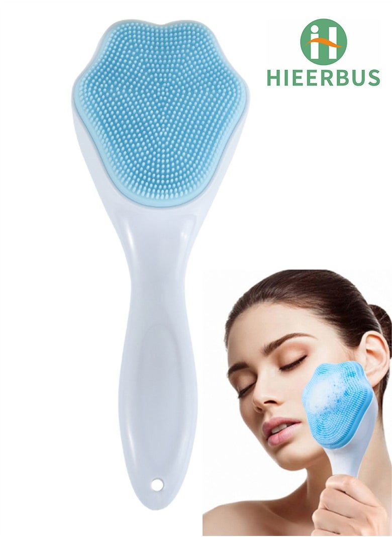 HieerBus - Silicone Facial Cleansing Brush, Cleanser Face Exfoliator Fine Bristles for Sensitive Skin Easy to Clean Lather Well (blue) - Image 1