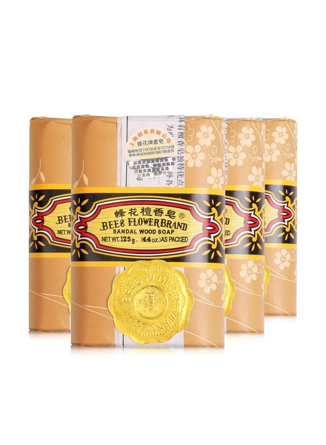 Bee & Flower صابون بار صابون خشب الصندل مرطب 4.4 أونصة (عبوة من 4) - Image 1
