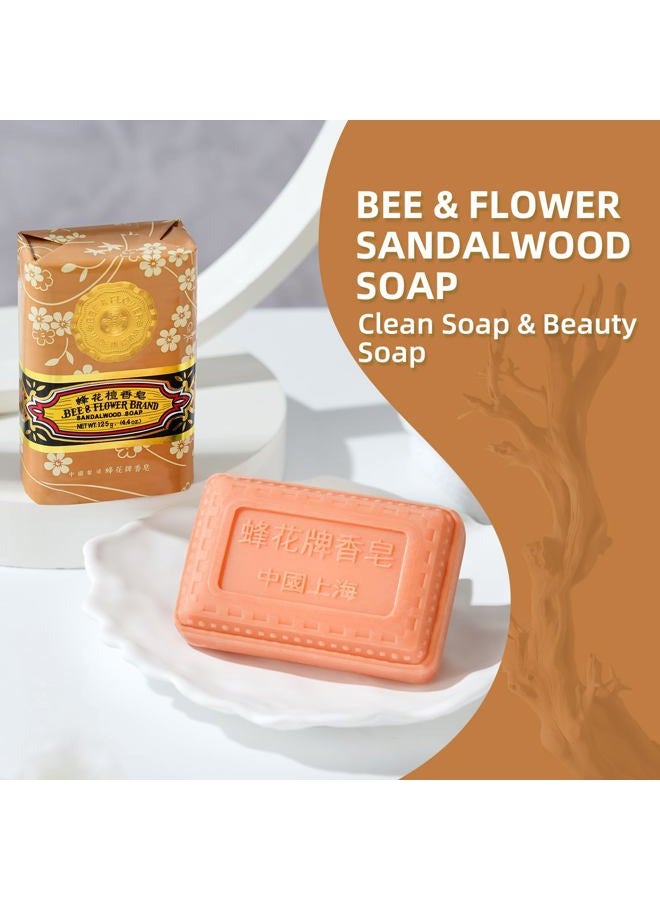 Bee & Flower صابون بار صابون خشب الصندل مرطب 4.4 أونصة (عبوة من 4) - Image 2