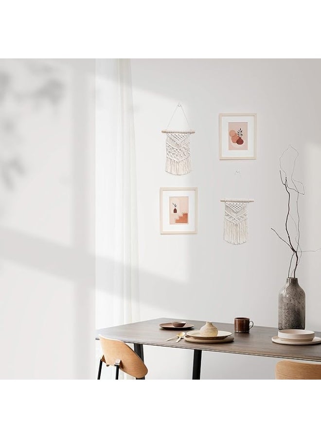 انتيكيانو مجموعة 2 مكرمية للتعليق على الحائط و2 إطار صور من الخشب الطبيعي مقاس 20 سم × 25 مع عمل فني مطبوع ديكور بوهو منسوج منزلي لغرفة النوم وغرفة المعيشة - Image 2