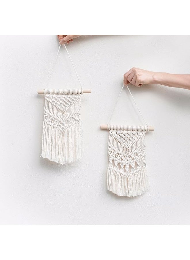 انتيكيانو مجموعة 2 مكرمية للتعليق على الحائط و2 إطار صور من الخشب الطبيعي مقاس 20 سم × 25 مع عمل فني مطبوع ديكور بوهو منسوج منزلي لغرفة النوم وغرفة المعيشة - Image 1