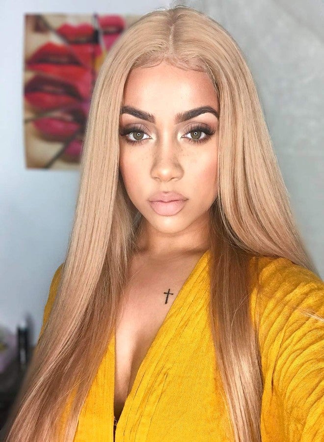 فوهسي شعر مستعار طبيعي من ألياف كانيكالون من فوهسي، مقاس 13×6 بوصة، دانتيل أمامي ناعم وأملس، أشرطة مطاطية، مريح وقابل للتعديل - اللون 103# أشقر 250D 22 بوصة - Image 1