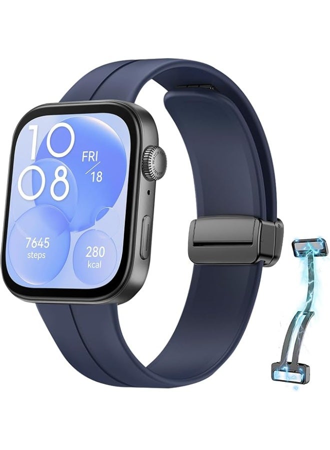 Silicone Strap Compatible with Huawei Watch Fit 3/Fit 4/Fit 4 Pro Magnetic Metal Buckle Sport Silicone Breathable Strap for Men Women Band Quick Release Soft Replacment Wristband - Image 2